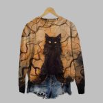 2025 Halloween Loose Art Cat Halloween Print Sweatshirt