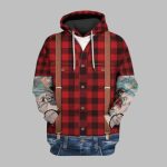 2025 Halloween Lumbersexual With Tattoo Sleeves Costume Hoodie