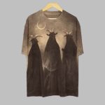2025 Halloween Men's Antelope Witch Dark Horror Print T-Shirt