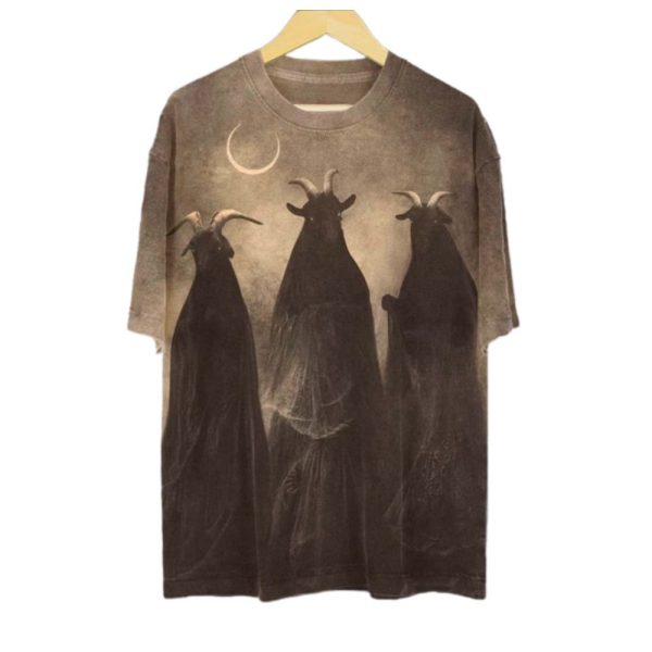 2025 Halloween Mens Antelope Witch Dark Horror Print T Shirt 1 2
