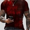 2025 Halloween Mens Bloodstained Blood Never Lies Neck T Shirt