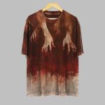 2025 Halloween Men's Bloody Ghost Hand Dark Halloween Print Shirt