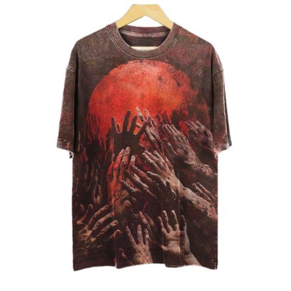 2025 Halloween Mens Bloody Ghost Hand Dark Print Shirt 1 2