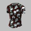 2025 Halloween Men's Dark Skull Print Crew Neck T-Shirt