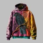 2025 Halloween Men's Gothic Dark Crow Printed Hoodie