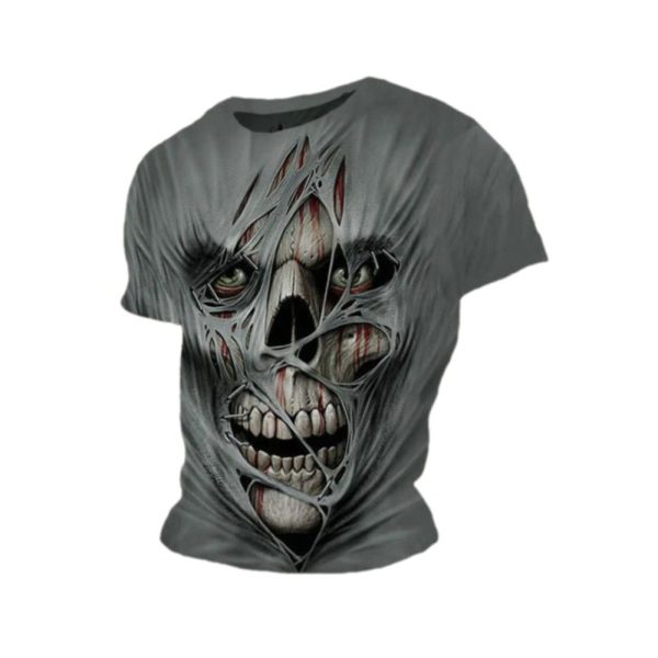 2025 Halloween Mens Halloween 3D Skull Print Casual T shirt 1 2