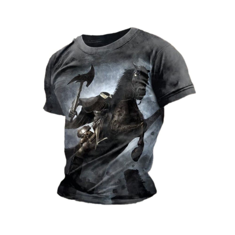 2025 Halloween Men's Halloween Headless Horseman Print T-Shirt 2 2025 Halloween Mens Halloween Headless Horseman Print T Shirt 1 2