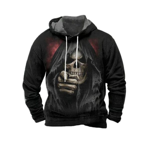 2025 Halloween Mens Halloween Skull Print Hoodie 1 2