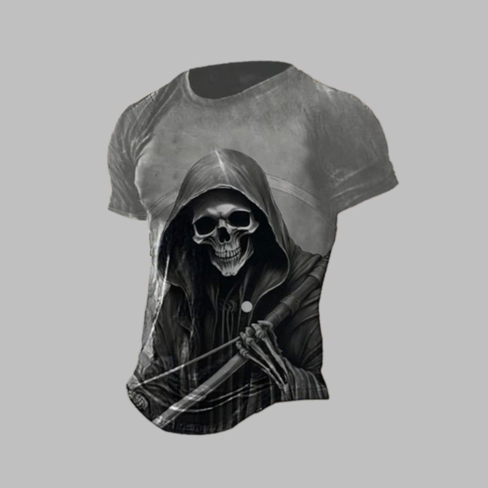 2025 Halloween Men's Halloween Skull Print Shirt 2025 Halloween Men's Halloween Skull Print Shirt