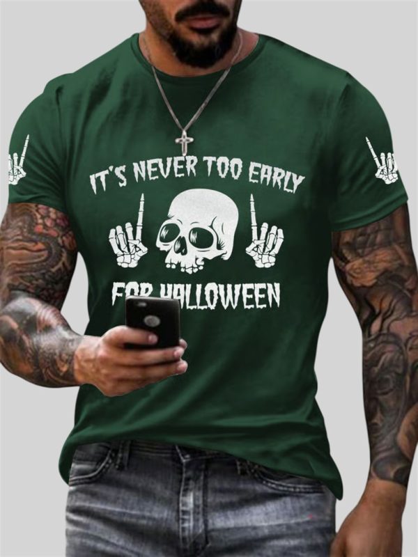 2025 Halloween Mens Its Never Too Early For Halloween Printing T shirt 2