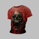 2025 Halloween Men's Retro Dark Skull Print T-Shirt