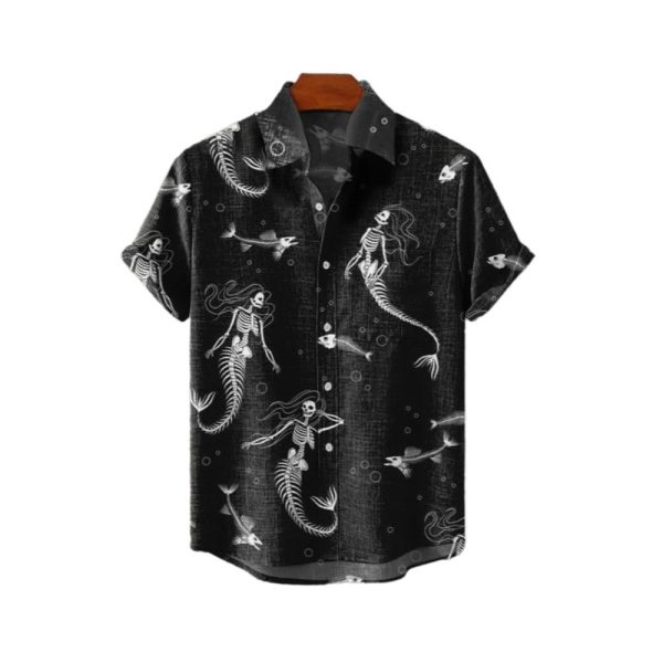 2025 Halloween Mermaid Skull Hawaiian Shirt 1 2