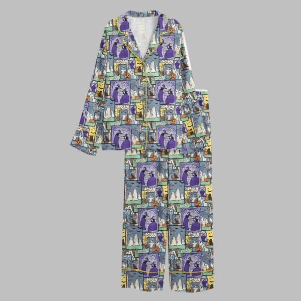 2025 Halloween Patchwork Spooky Season Halloween Ghost Pajamas Set 2