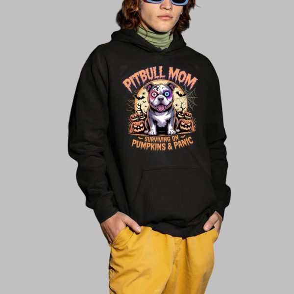2025 Halloween Pitbull Mom Surviving On Pumpkins Panic Shirt 2 1