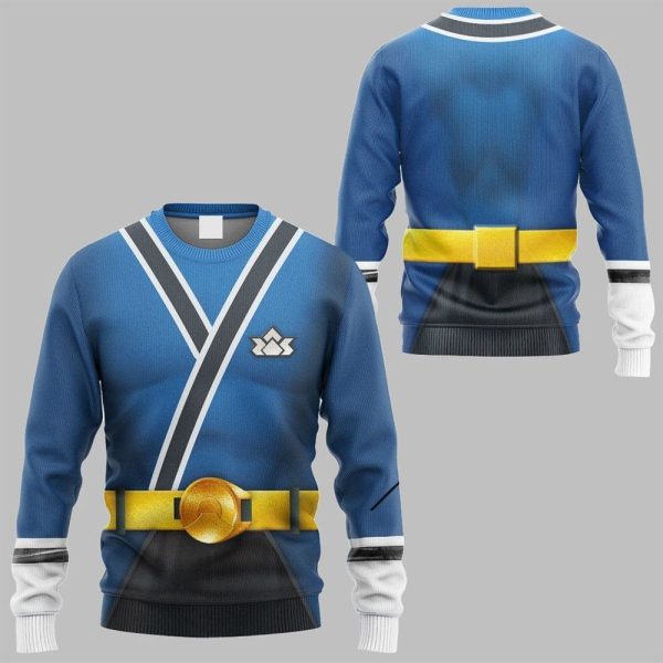 2025 Halloween Power Rangers Samurai Blue Costume Shirt 3