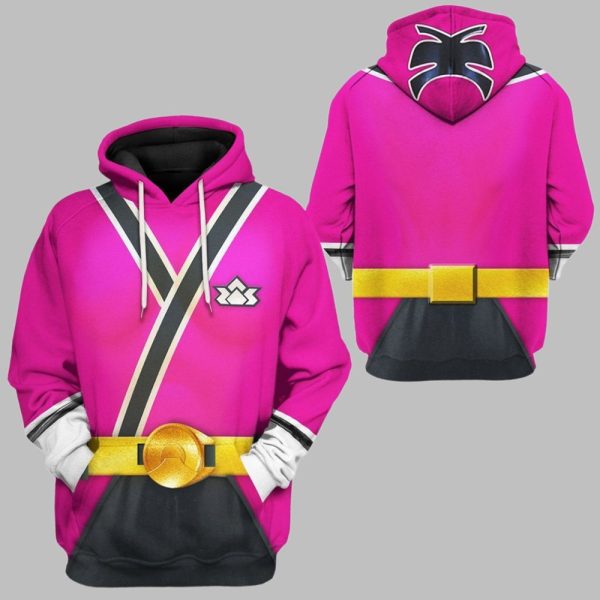 2025 Halloween Power Rangers Samurai Pink Costume Shirt 4