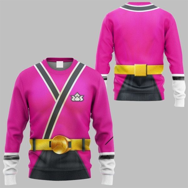 2025 Halloween Power Rangers Samurai Pink Costume Shirt 5