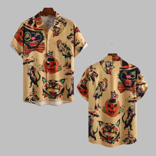 2025 Halloween Pumkin Cat Hawaiian Shirt 1 1