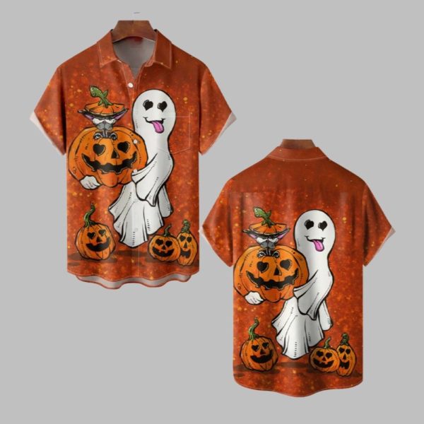 2025 Halloween Pumkins Ghost Hawaiian Shirt 1 1