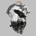 2025 Halloween Retro Dark Crow Print T-shirt