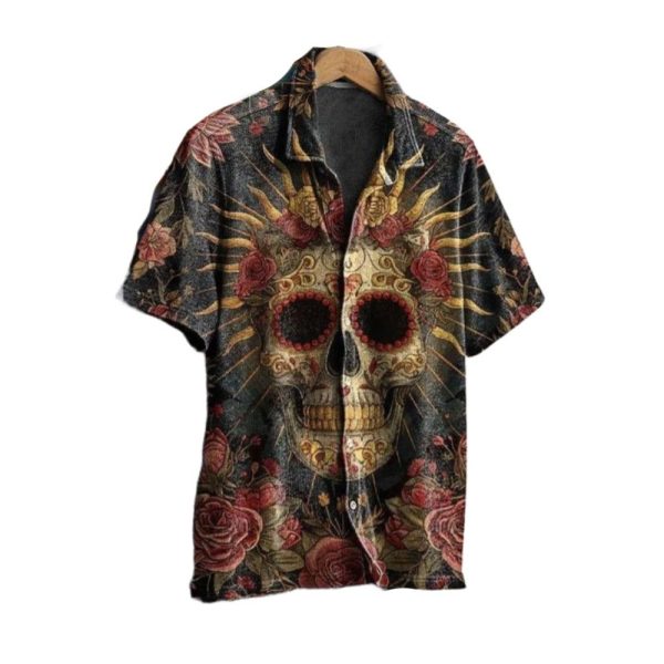 2025 Halloween Rose Skull Hawaiian Shirt 1 2