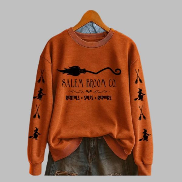 2025 Halloween Salem Broom Co Rentals Sales Repairs Print Sweatshirt 1 1