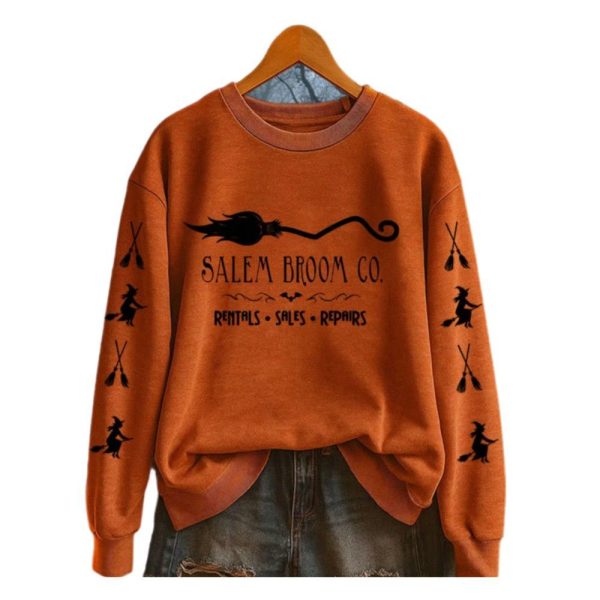 2025 Halloween Salem Broom Co Rentals Sales Repairs Print Sweatshirt 1 2
