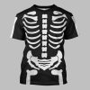 2025 Halloween Skeleton Bone Print Halloween Fancy Dress Costume Shirt 1