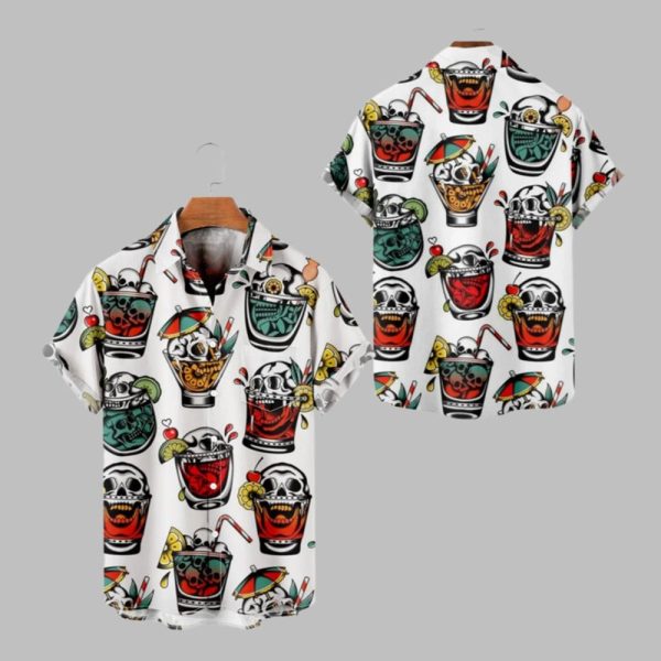2025 Halloween Skull Drinks Hawaiian Shirt 1 1