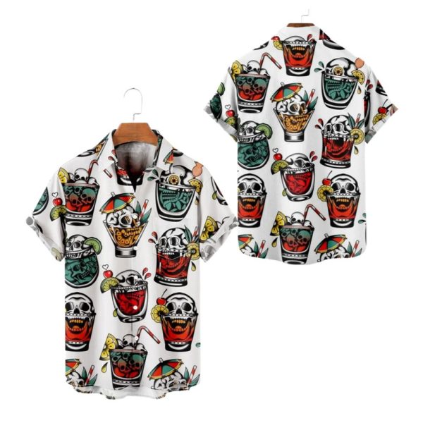 2025 Halloween Skull Drinks Hawaiian Shirt 1 2