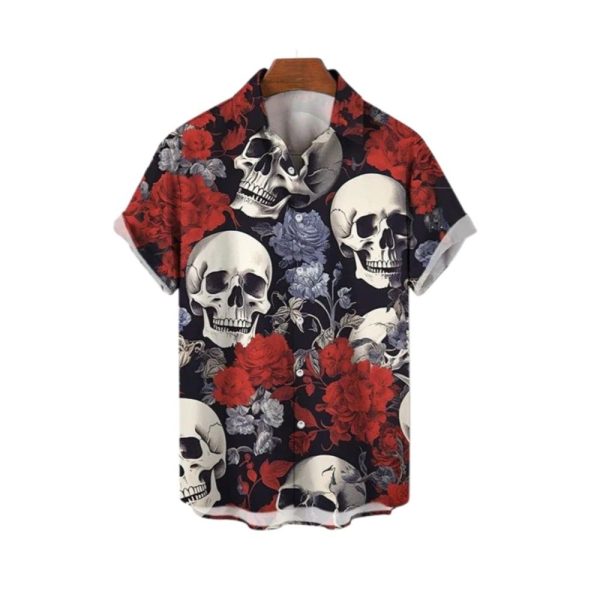 2025 Halloween Skull Flower Hawaiian Shirt 1 2
