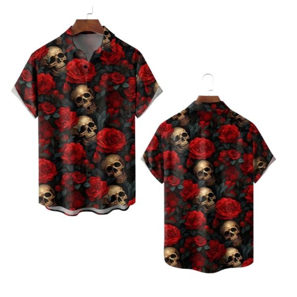 2025 Halloween Skull Flowers Hawaiian Shirt 1 2