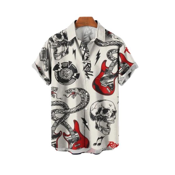 2025 Halloween Skull Guitar Hawaiian Shirt 1 2