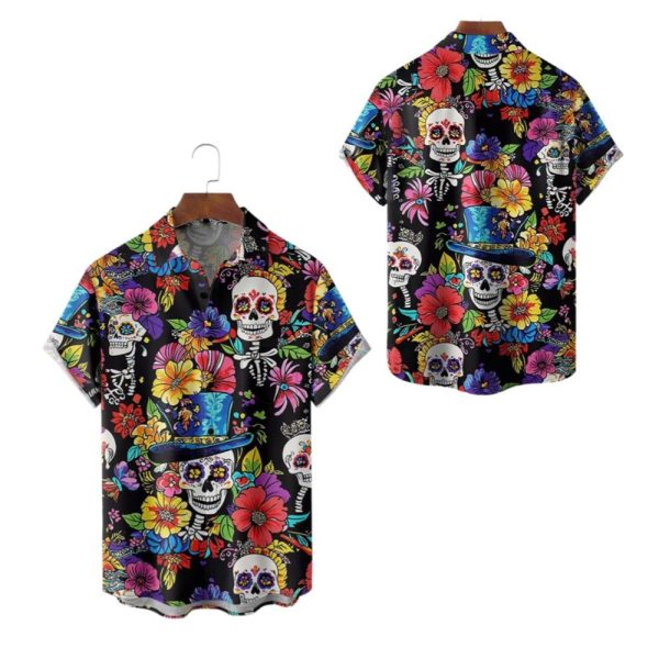 2025 Halloween Skull Hippie Hawaiian Shirt 1 2