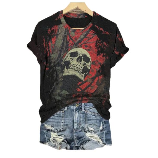 2025 Halloween Skull Totenkopf Aufdruck Shirt 1 2