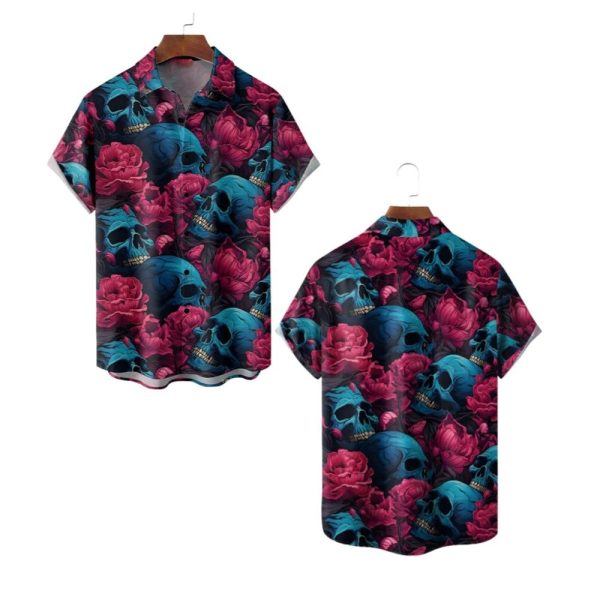 2025 Halloween Skulls Flowers Hawaiian Shirt 1 2