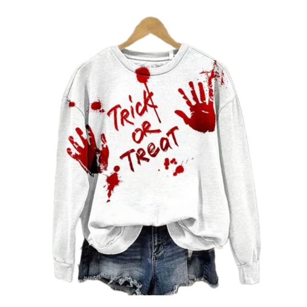 2025 Halloween Trick Or Treat Print Casual Sweatshirt 1 2