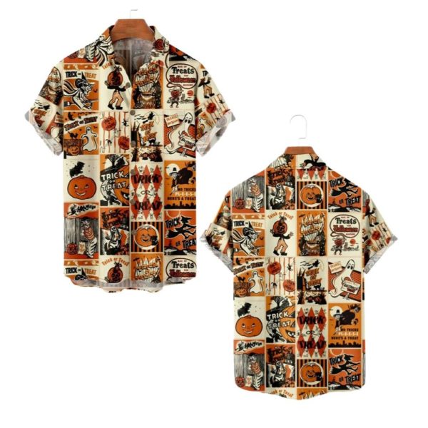 2025 Halloween Vintage Halloween Pumkin Hawaiian Shirt 1 2