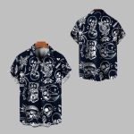 2025 Halloween Vintage Moon Skull Pattern Hawaiian Shirt