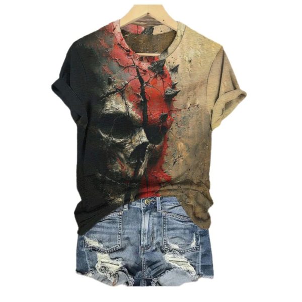 2025 Halloween Vintage Totenkopf Aufdruck Shirt 1 2