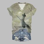 2025 Halloween Witch Print Short Sleeve T-Shirt