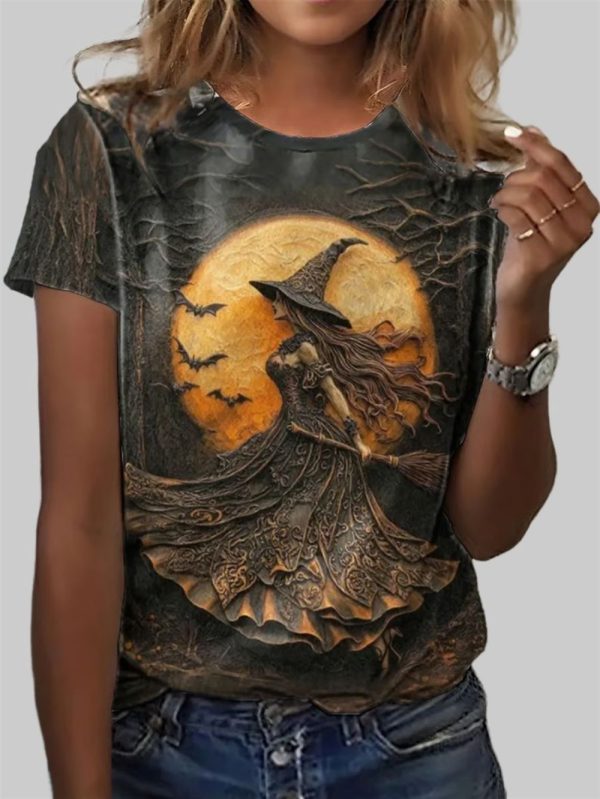 2025 Halloween Ethereal Flight Vintage Witch and Moonlight T-Shirt