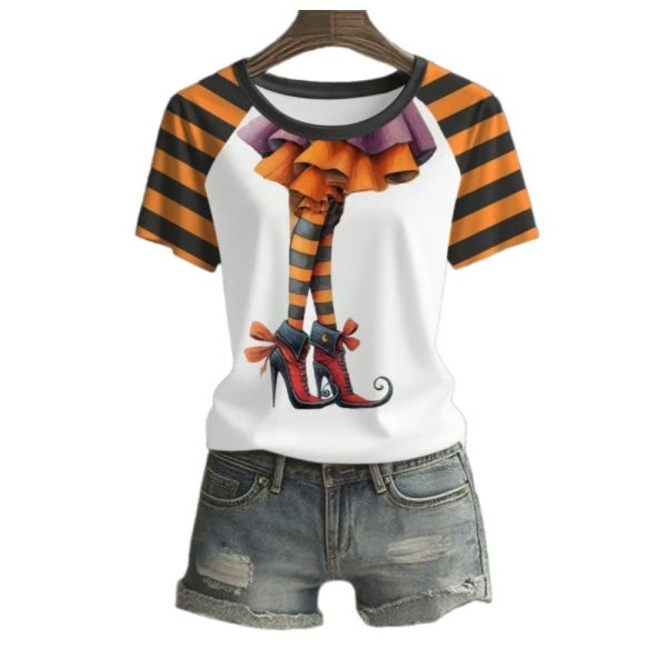 2025 Halloween Witch Printed Short Sleeved T Shirt 1 2
