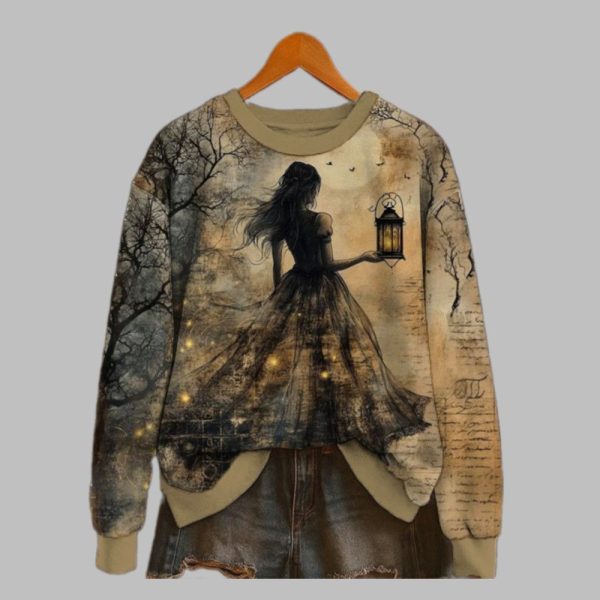 2025 Halloween Witches Print Sweatshirt