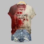 2025 Halloween Women's Bloody I'm Fucking Dead Print T-Shirt