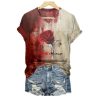 2025 Halloween Womens Bloody Rose Print T Shirt 1 2