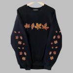 2025 Halloween Women's Fall Leaves Sleeve Print Sweatshirt