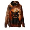 2025 Halloween Womens Gothic Black Cat Halloween Printed Hoodie 1 2
