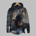 2025 Halloween Women's Halloween Crow Print Casual Hoodie