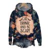 2025 Halloween Womens Halloween Eat Drink And Be Scary Print Hoodie 1 2